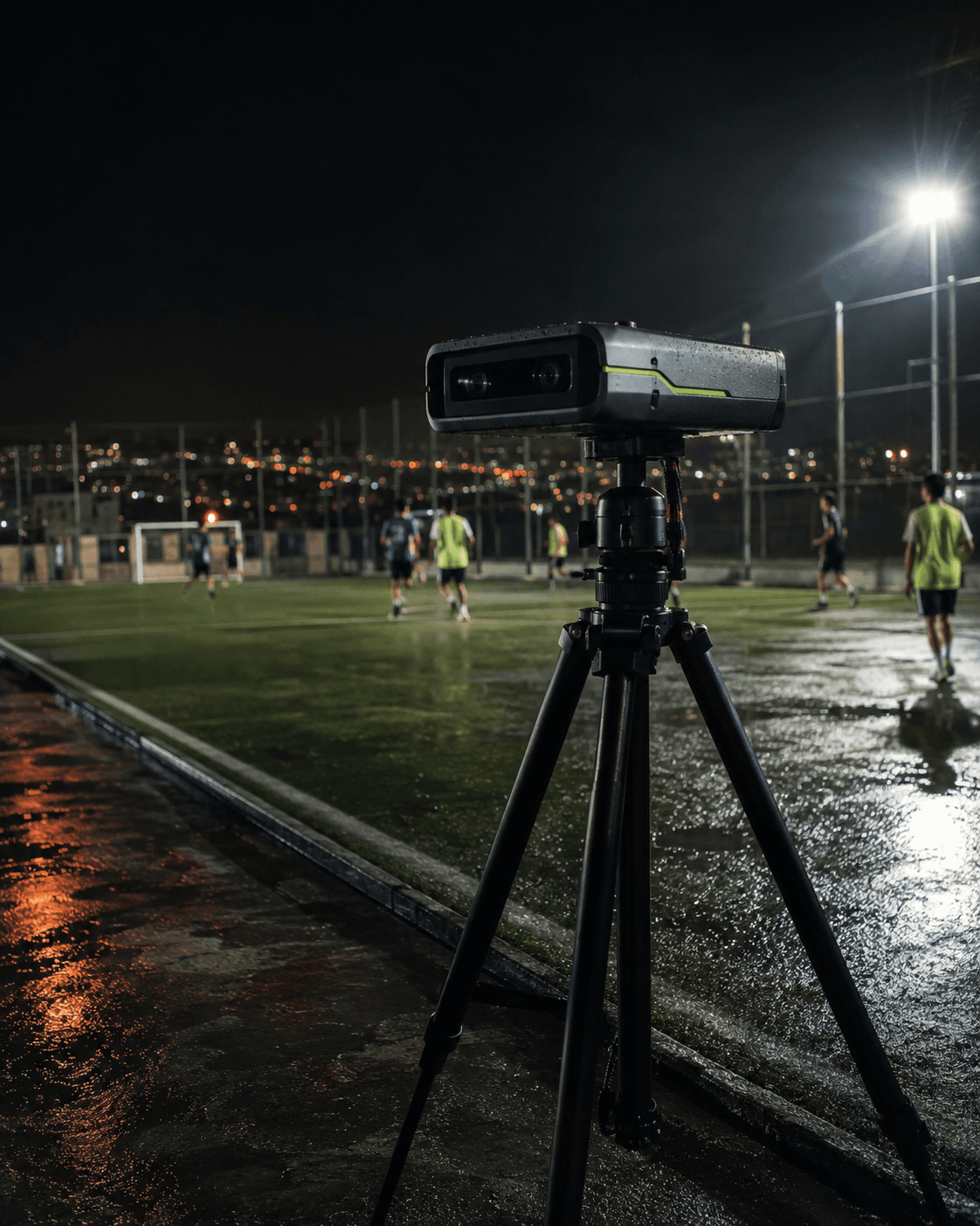 Intelligent automated football camera filming a night match in Amman